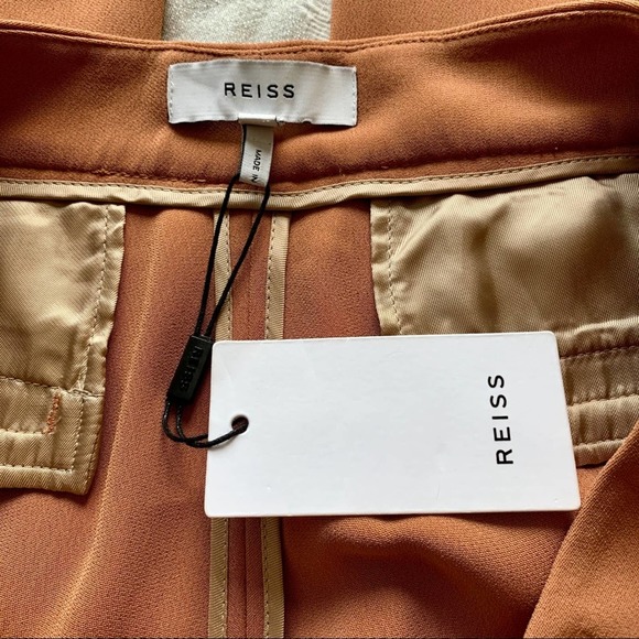 Reiss Nuria Trouser Slacks Rust Wide Leg Pants 10 - Picture 14 of 16
